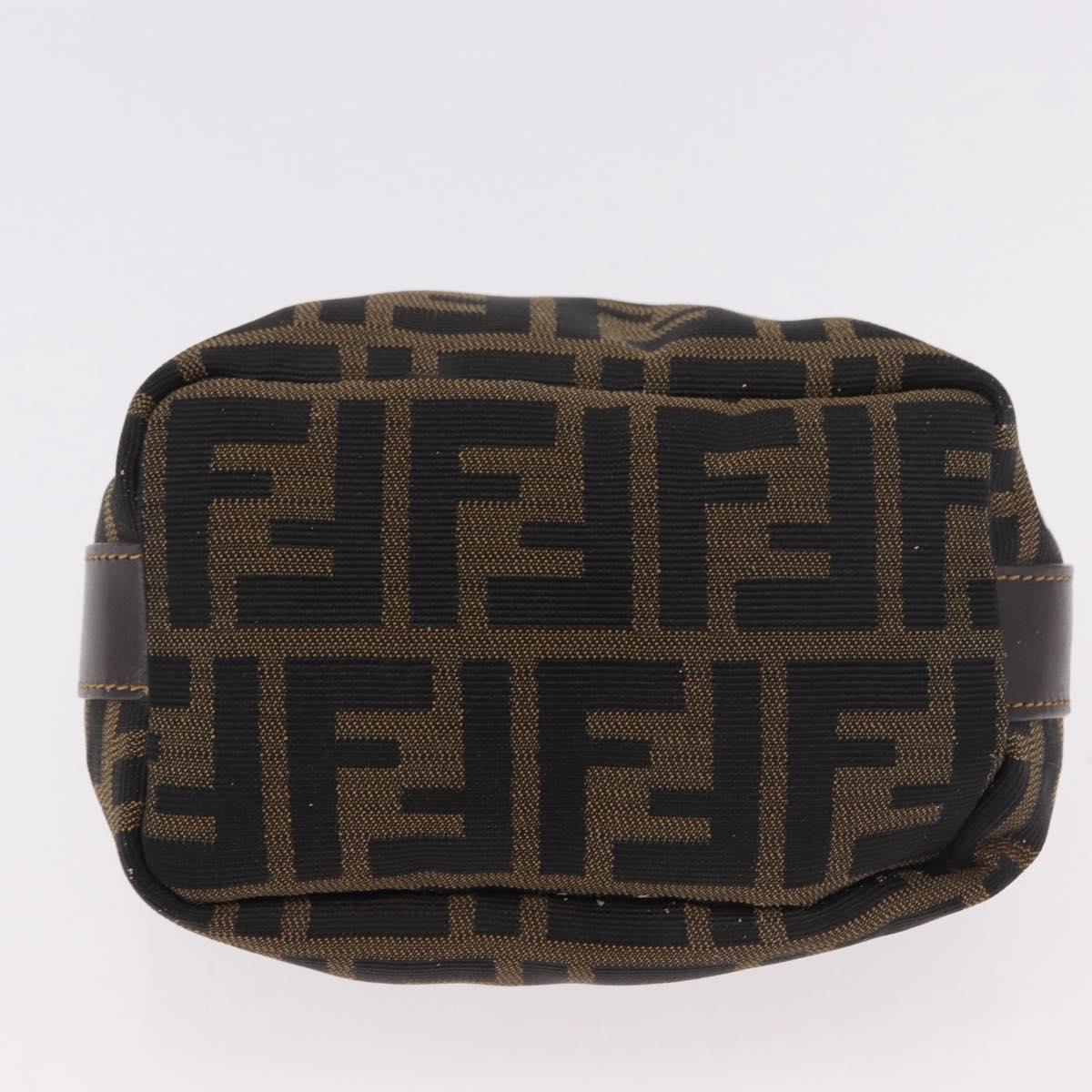 FENDI Zucca Canvas Hand Pouch Black Brown Auth 185198