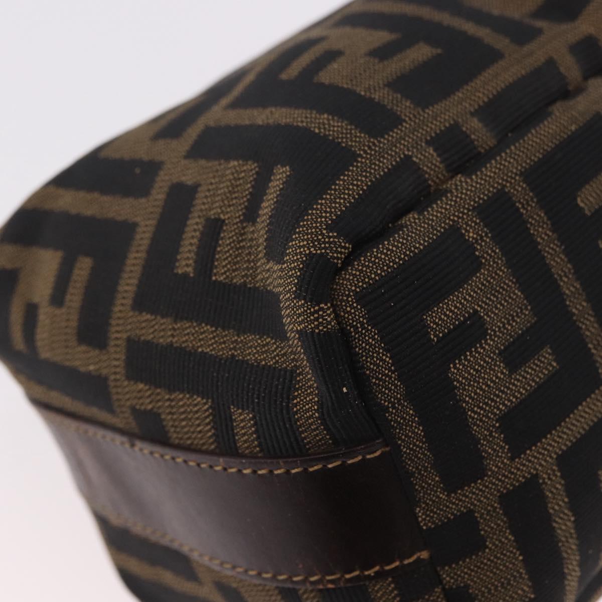 FENDI Zucca Canvas Hand Pouch Black Brown Auth 185198