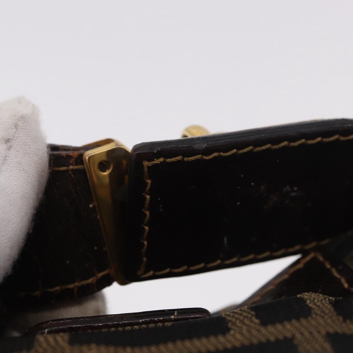 FENDI Zucca Canvas Hand Pouch Black Brown Auth 185198