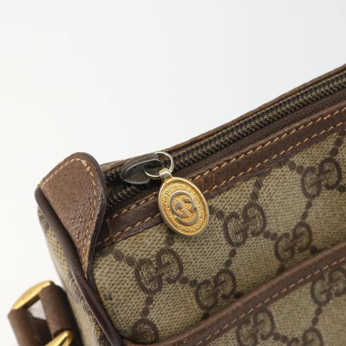 GUCCI GG Supreme Web Sherry Line Bag PVC Beige Gold 89 02 077 Auth 185199