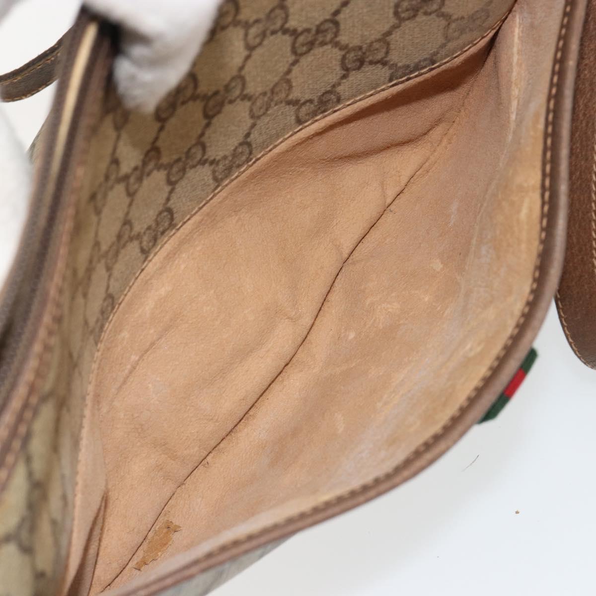 GUCCI GG Supreme Web Sherry Line Bag PVC Beige Gold 89 02 077 Auth 185199