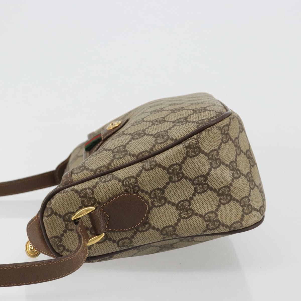 GUCCI GG Supreme Web Sherry Line Bag PVC Beige Gold 89 02 077 Auth 185199