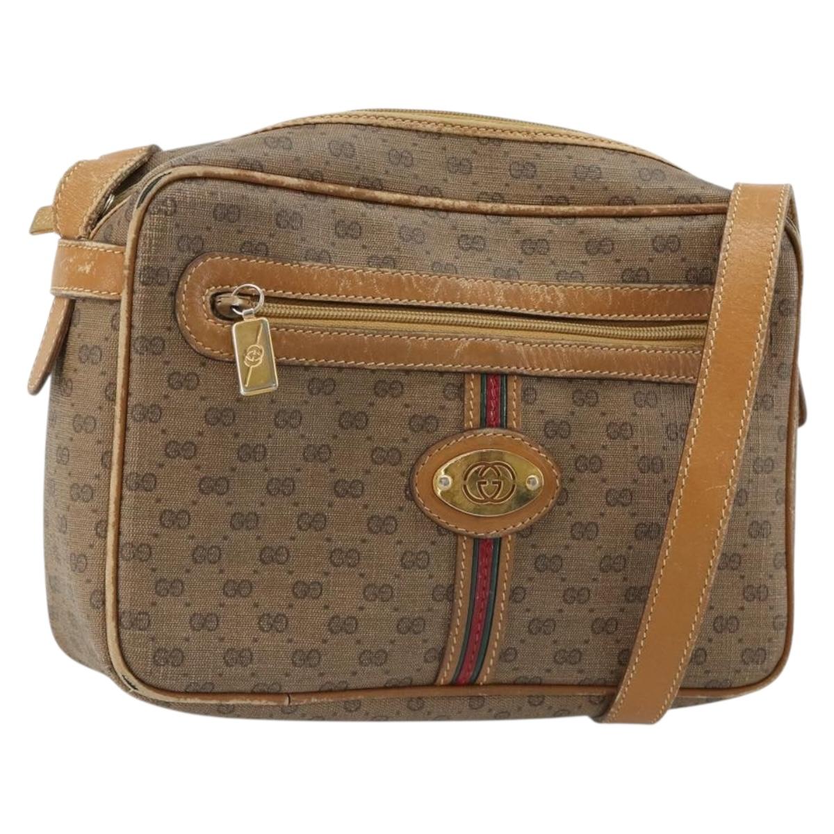 GUCCI Micro GG Supreme Web Sherry Line Bag PVC Beige 007 904 0008 Auth 185200