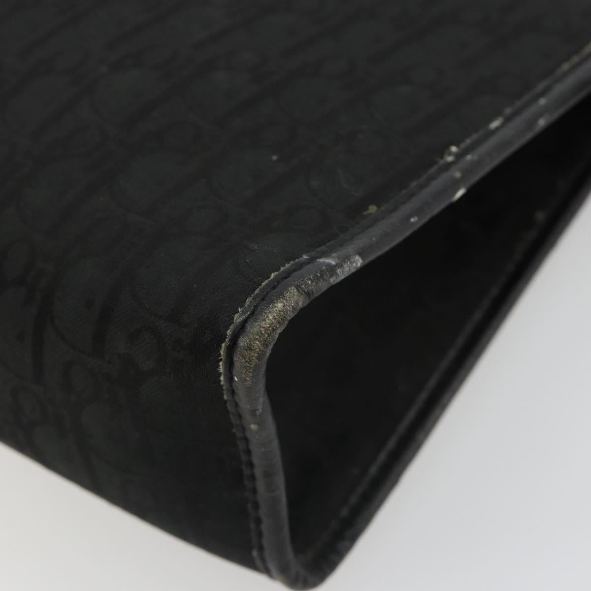 Christian Dior Trotter Canvas Clutch Bag Black Gold Auth 185202