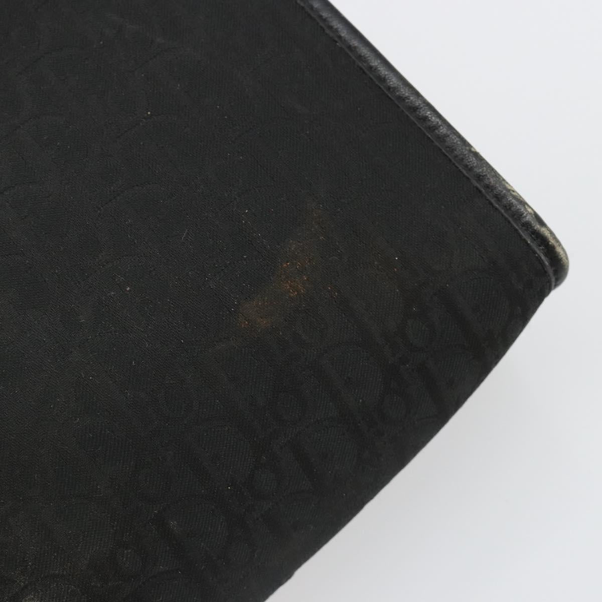 Christian Dior Trotter Canvas Clutch Bag Black Gold Auth 185202