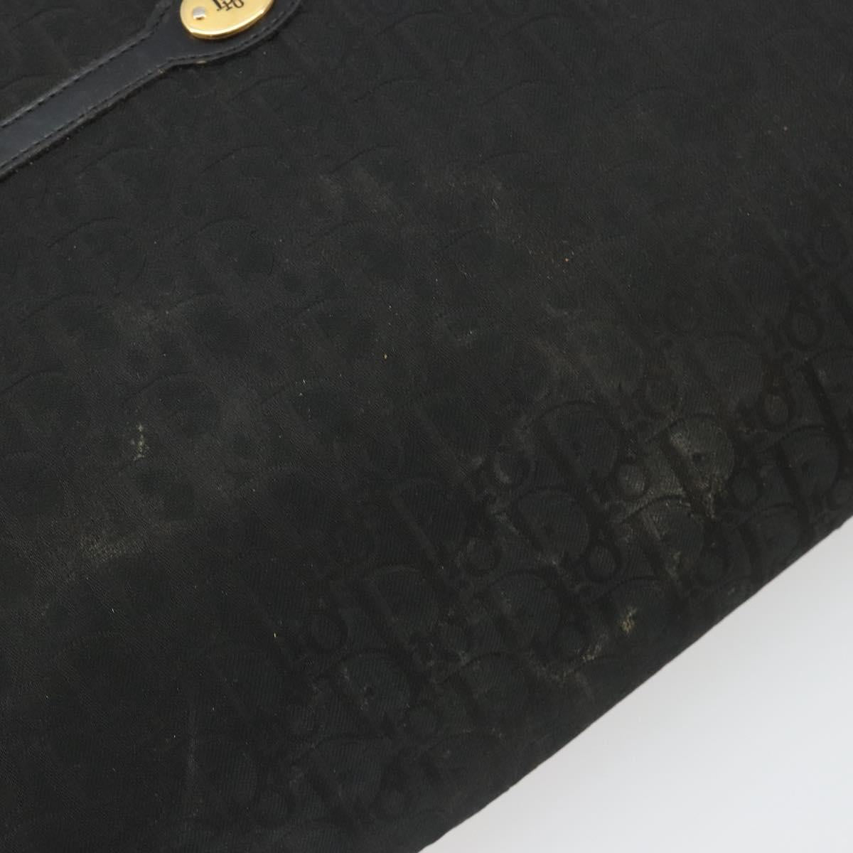 Christian Dior Trotter Canvas Clutch Bag Black Gold Auth 185202