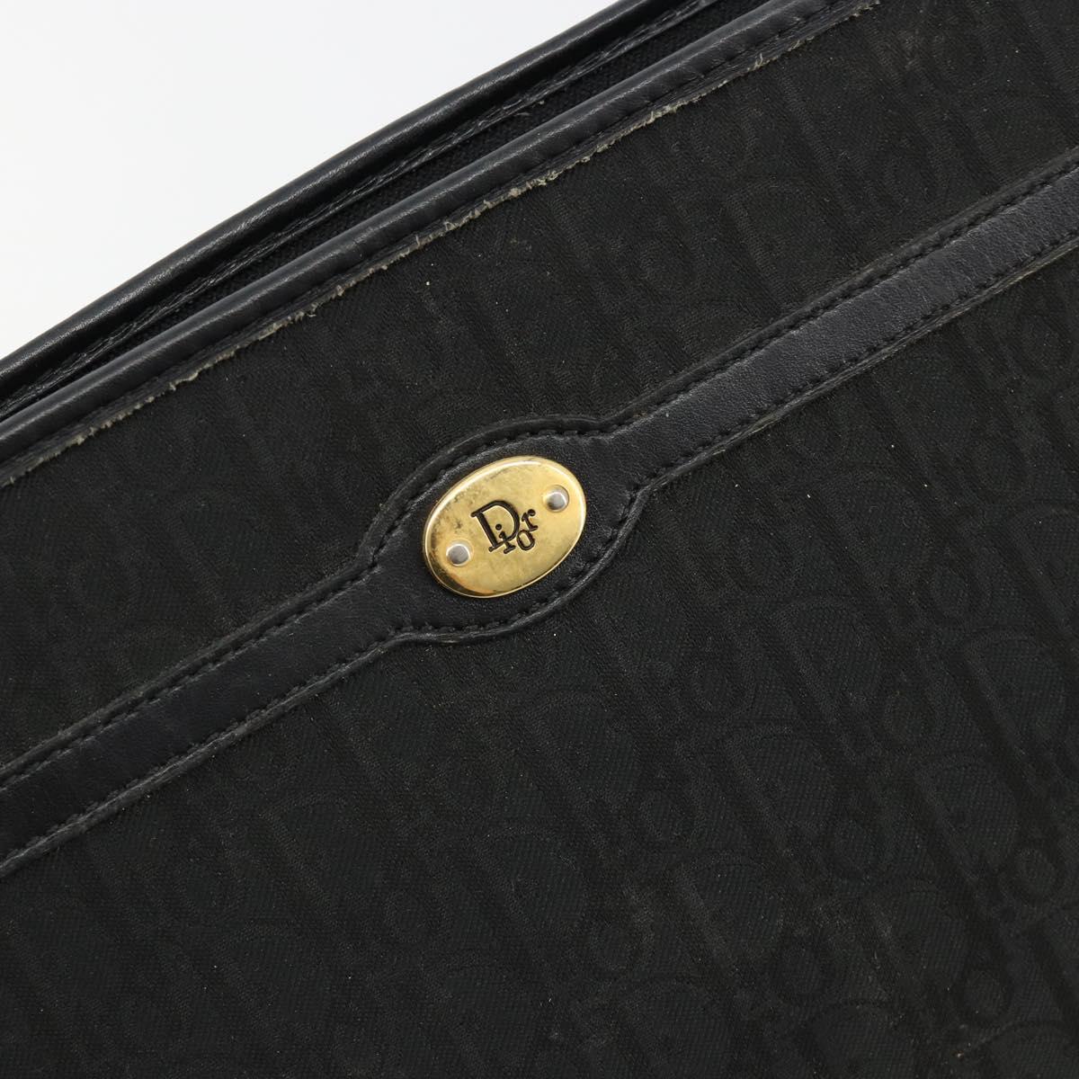 Christian Dior Trotter Canvas Clutch Bag Black Gold Auth 185202