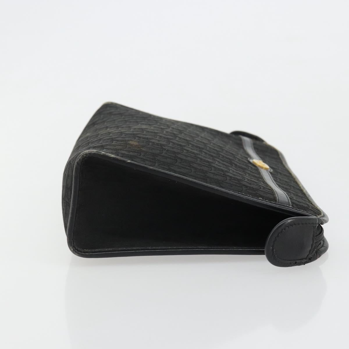 Christian Dior Trotter Canvas Clutch Bag Black Gold Auth 185202