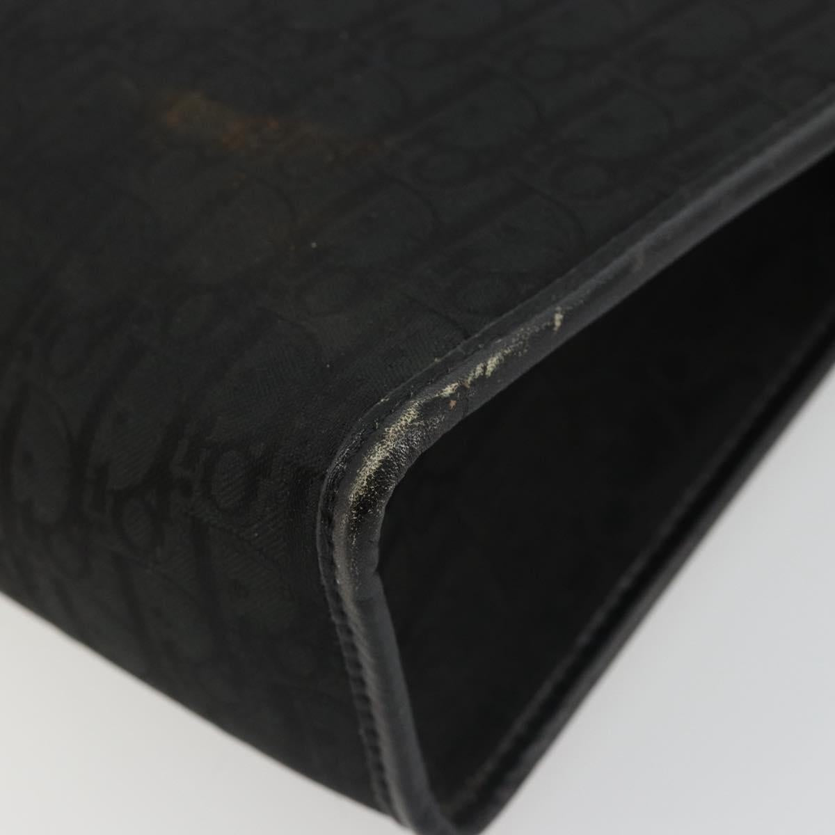 Christian Dior Trotter Canvas Clutch Bag Black Gold Auth 185202