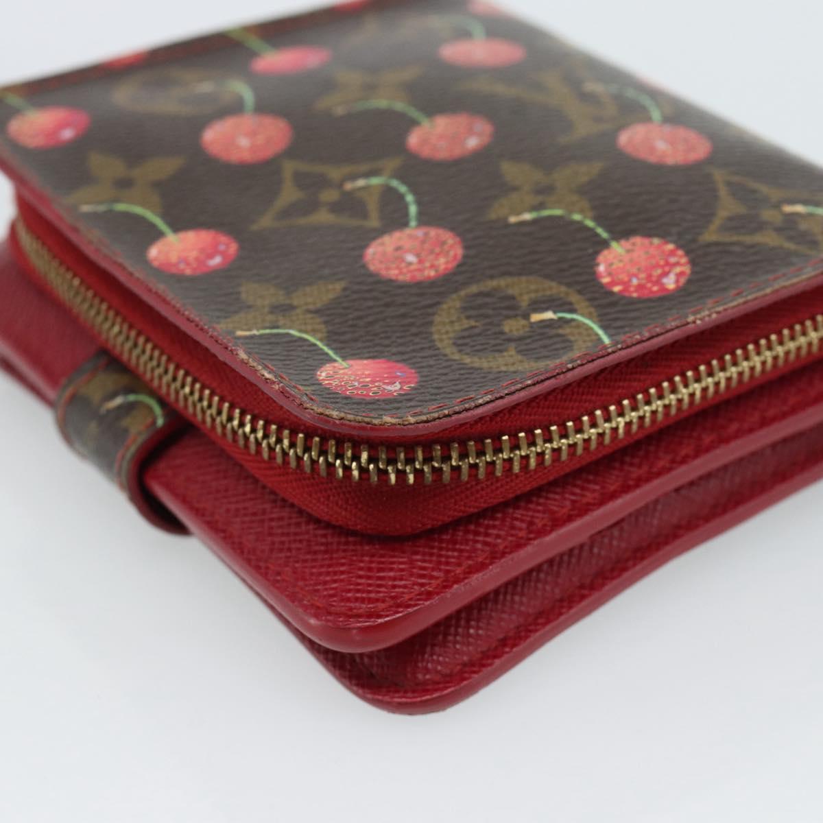 LOUIS VUITTON Monogram Cherry Compact zip Bifold Wallet M95005 LV Auth 185206