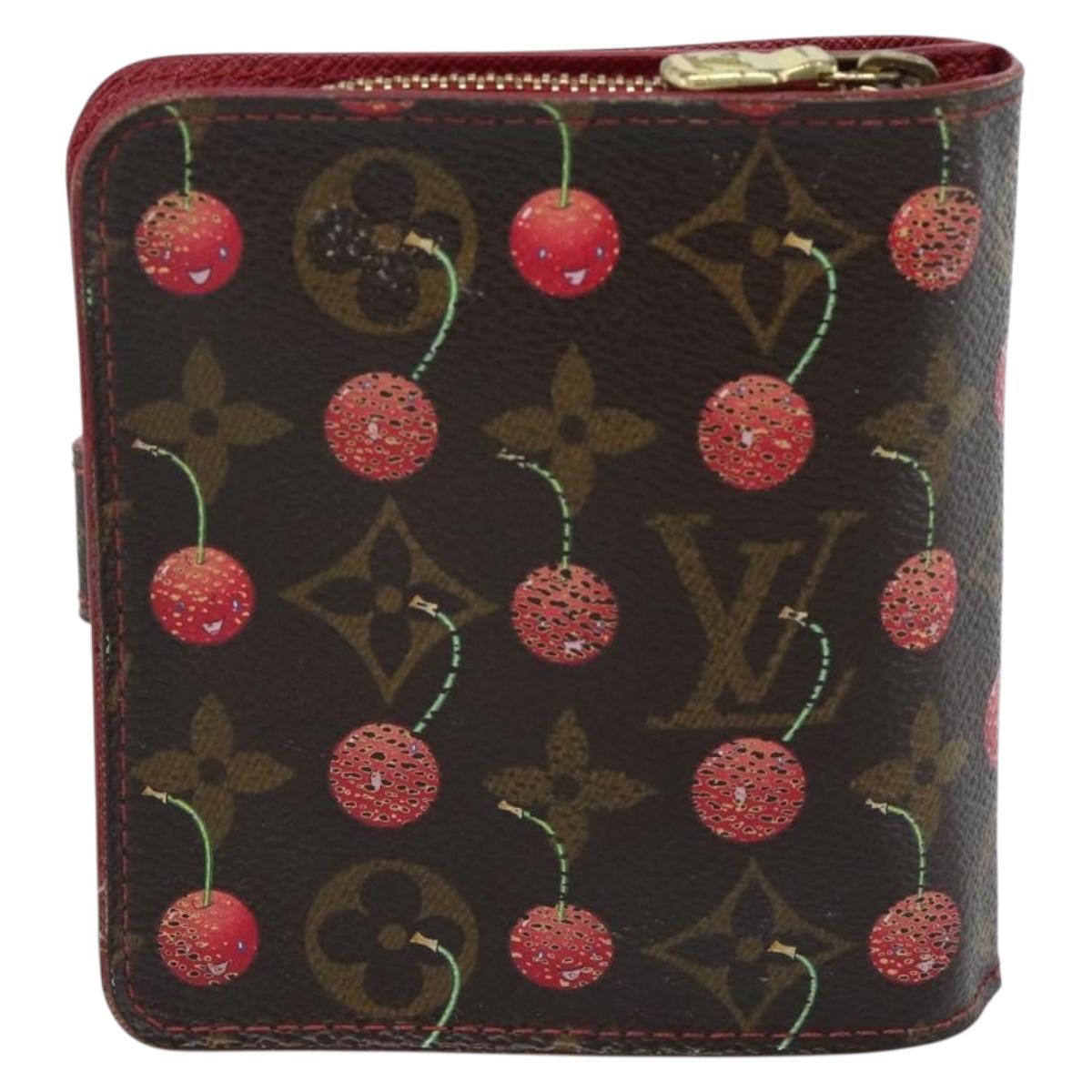 LOUIS VUITTON Monogram Cherry Compact zip Bifold Wallet M95005 LV Auth 185206
