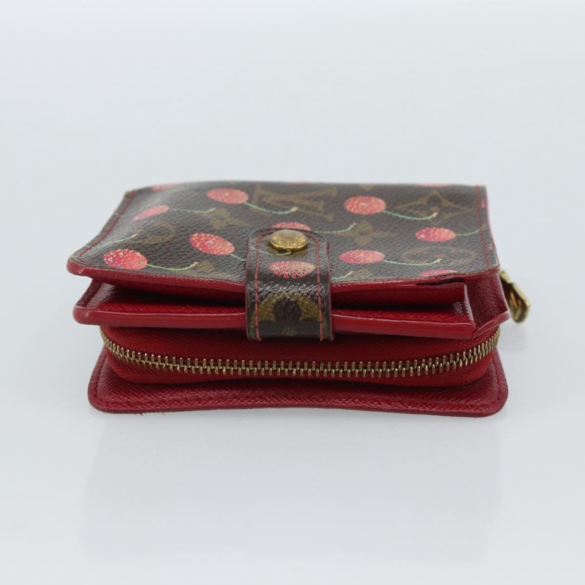 LOUIS VUITTON Monogram Cherry Compact zip Bifold Wallet M95005 LV Auth 185206