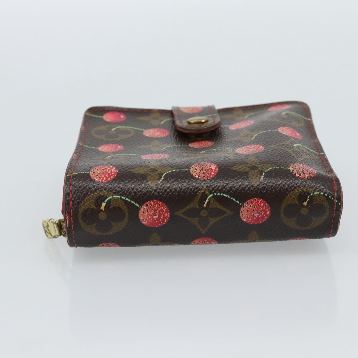 LOUIS VUITTON Monogram Cherry Compact zip Bifold Wallet M95005 LV Auth 185206