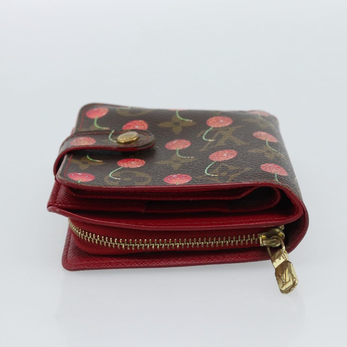 LOUIS VUITTON Monogram Cherry Compact zip Bifold Wallet M95005 LV Auth 185206