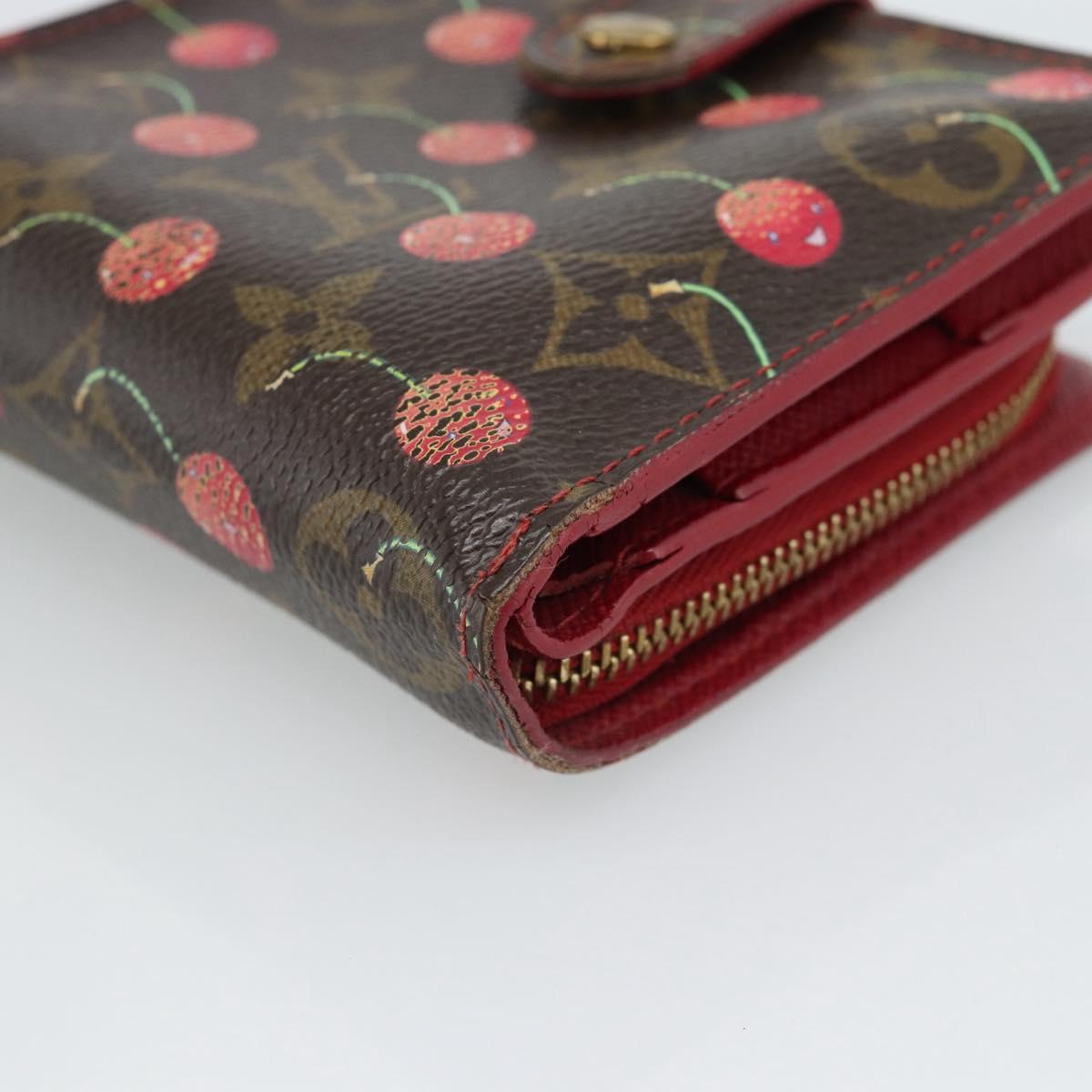LOUIS VUITTON Monogram Cherry Compact zip Bifold Wallet M95005 LV Auth 185206