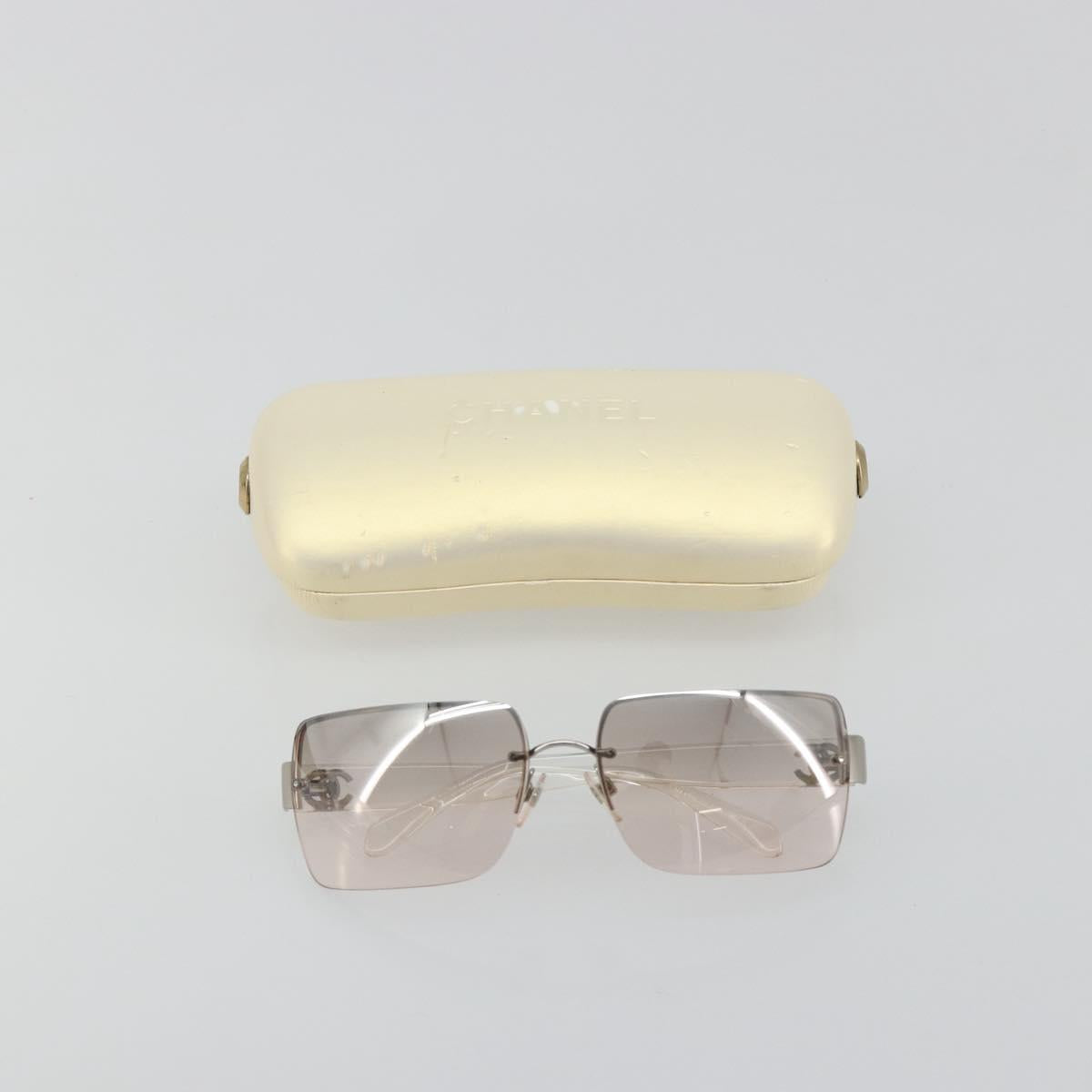 CHANEL Sunglasses Plastic Clear Silver CC Auth 185209