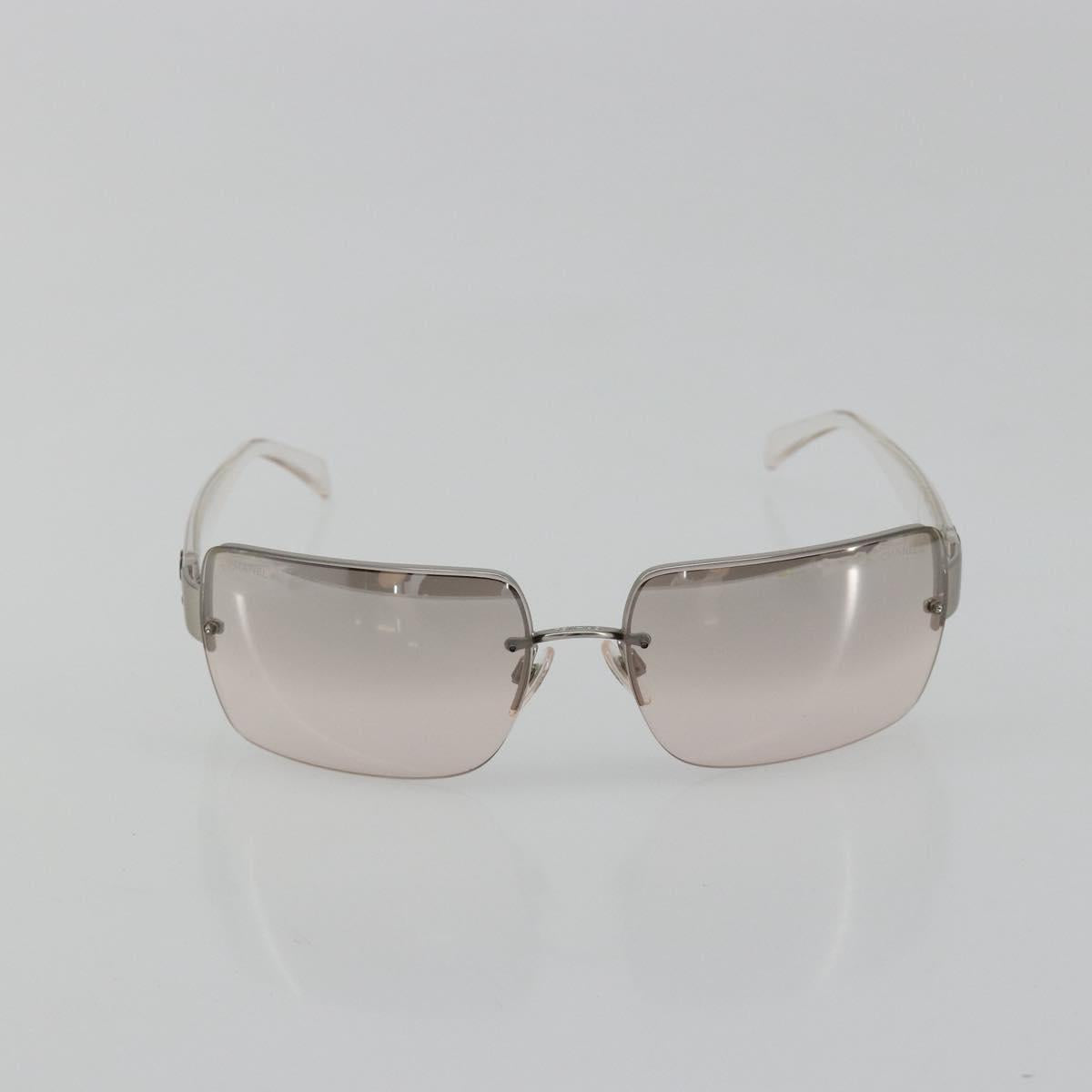 CHANEL Sunglasses Plastic Clear Silver CC Auth 185209