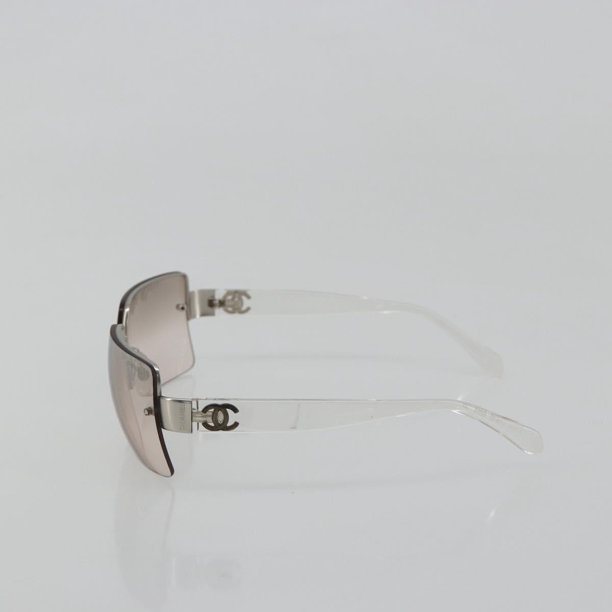 CHANEL Sunglasses Plastic Clear Silver CC Auth 185209
