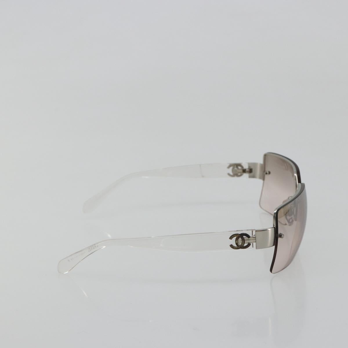CHANEL Sunglasses Plastic Clear Silver CC Auth 185209
