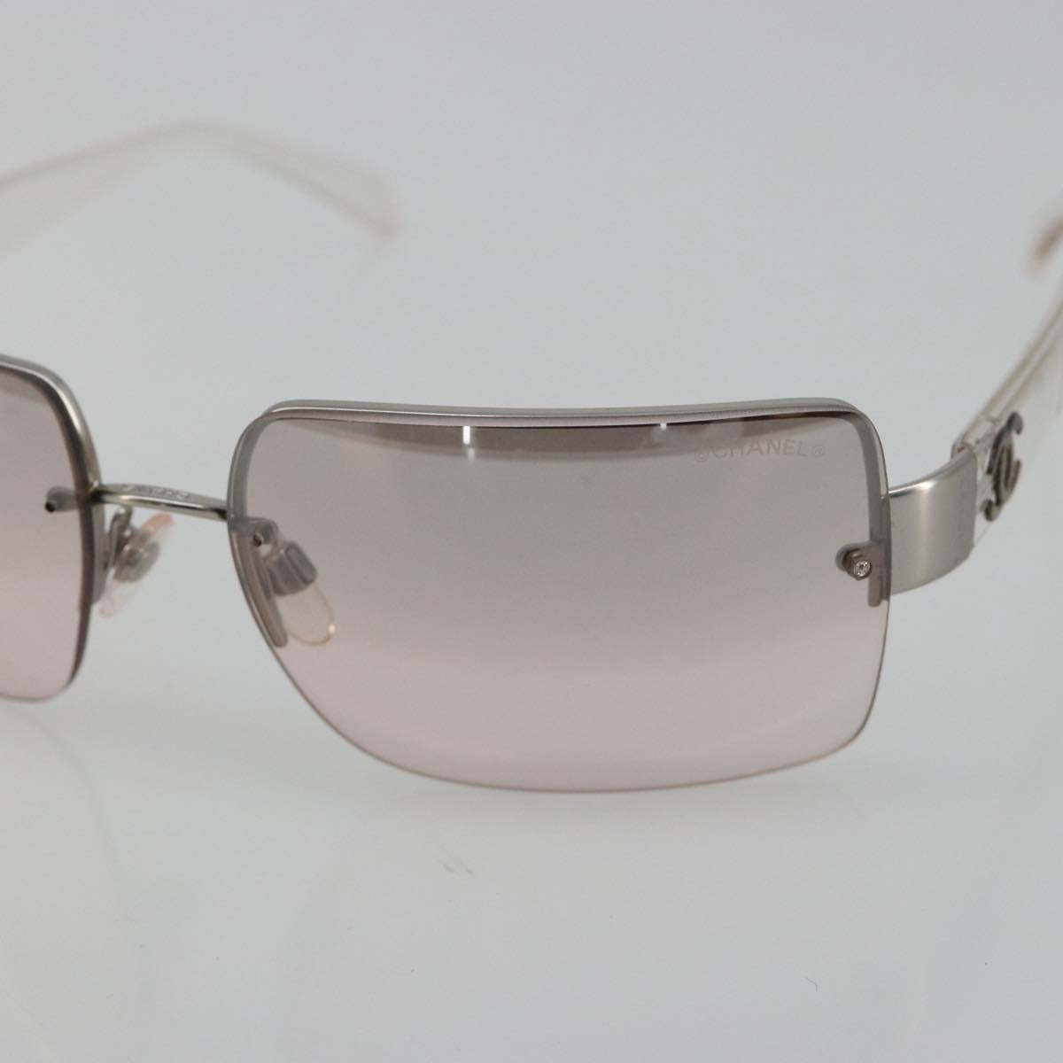 CHANEL Sunglasses Plastic Clear Silver CC Auth 185209