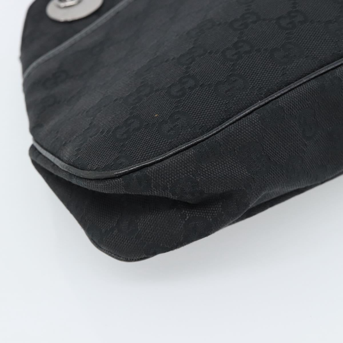 GUCCI GG Canvas Hand Bag Black Silver 121023 Auth 185252A