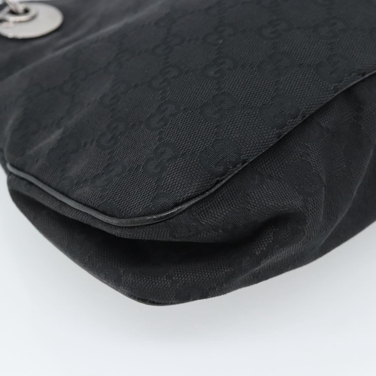 GUCCI GG Canvas Hand Bag Black Silver 121023 Auth 185252A