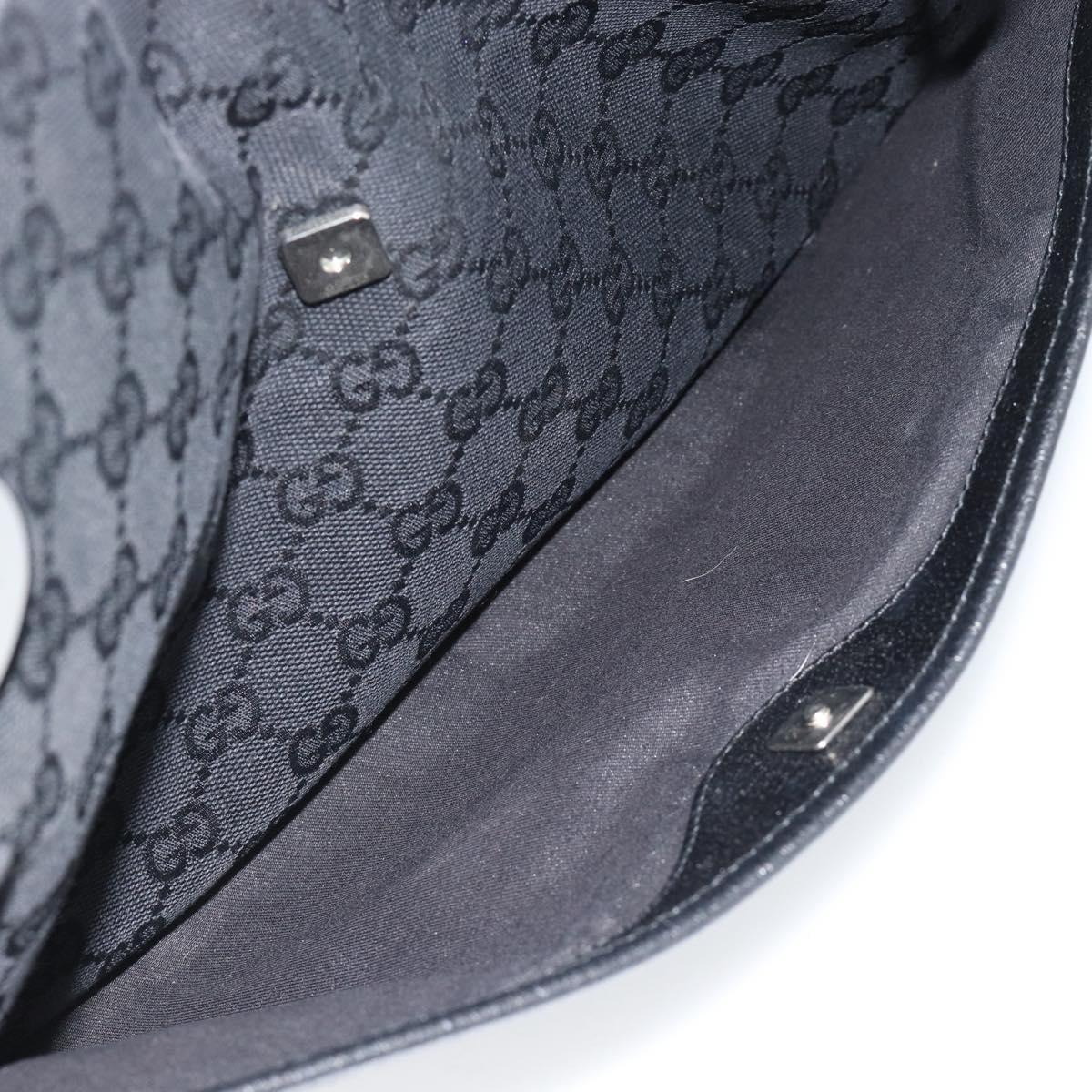 GUCCI GG Canvas Hand Bag Black Silver 121023 Auth 185252A
