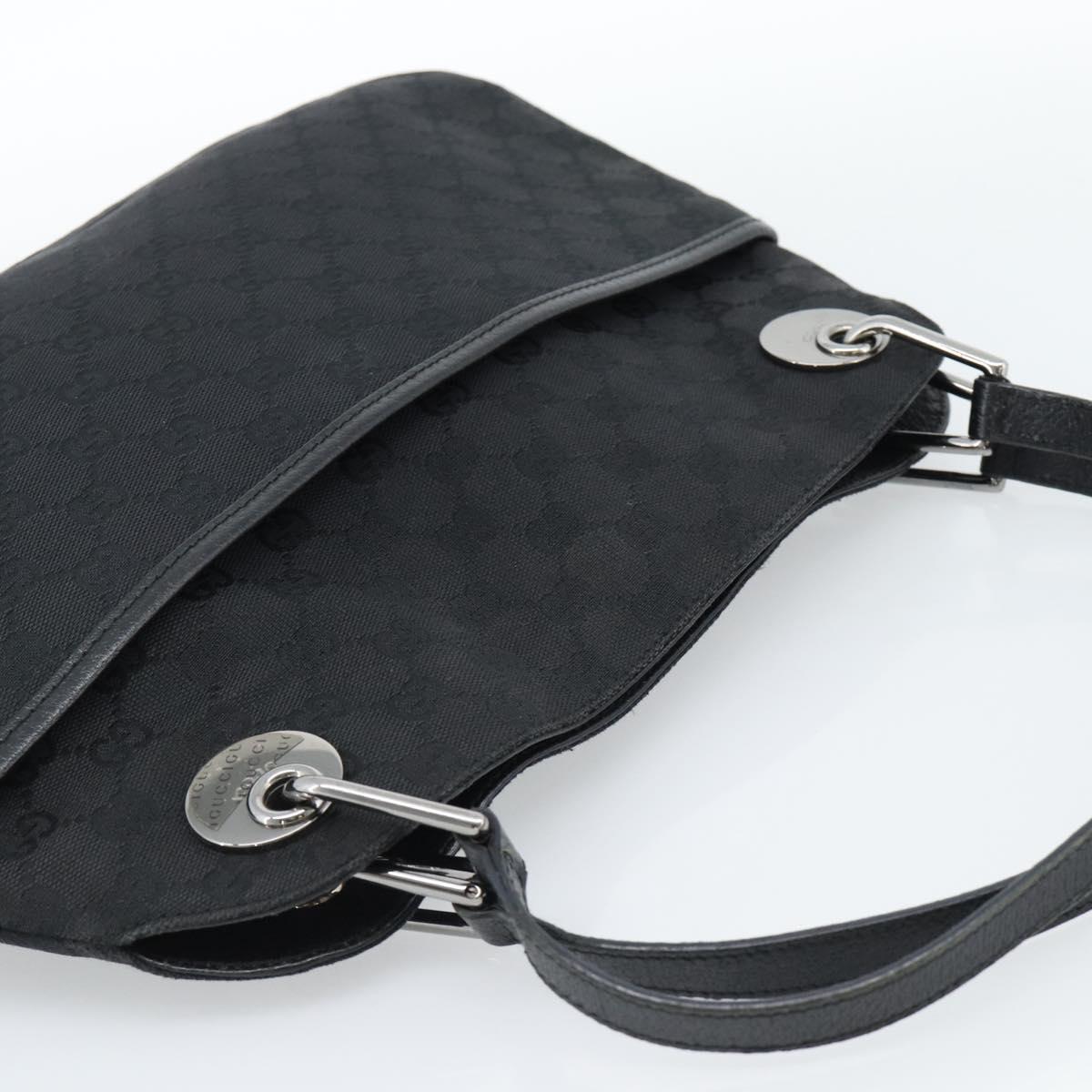 GUCCI GG Canvas Hand Bag Black Silver 121023 Auth 185252A