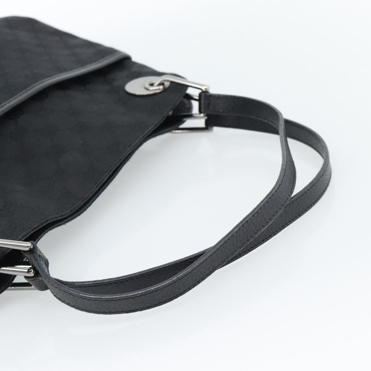 GUCCI GG Canvas Hand Bag Black Silver 121023 Auth 185252A