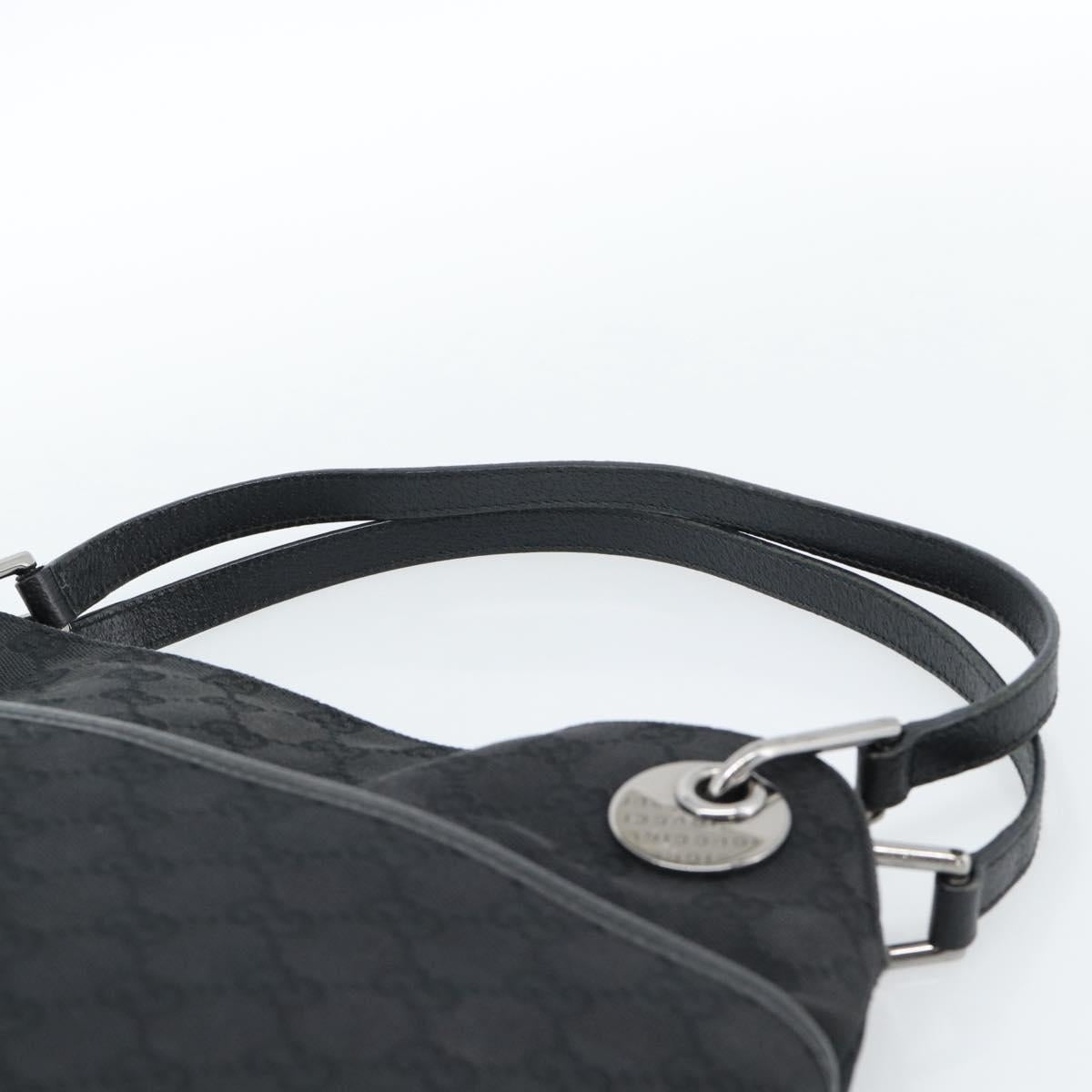 GUCCI GG Canvas Hand Bag Black Silver 121023 Auth 185252A