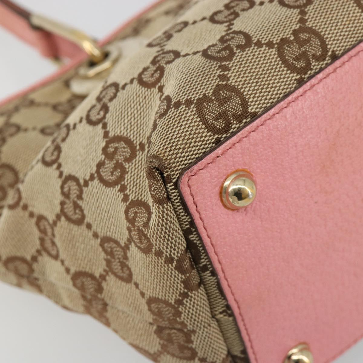 GUCCI GG Canvas Hand Bag Pink Gold 120844 Auth 185253
