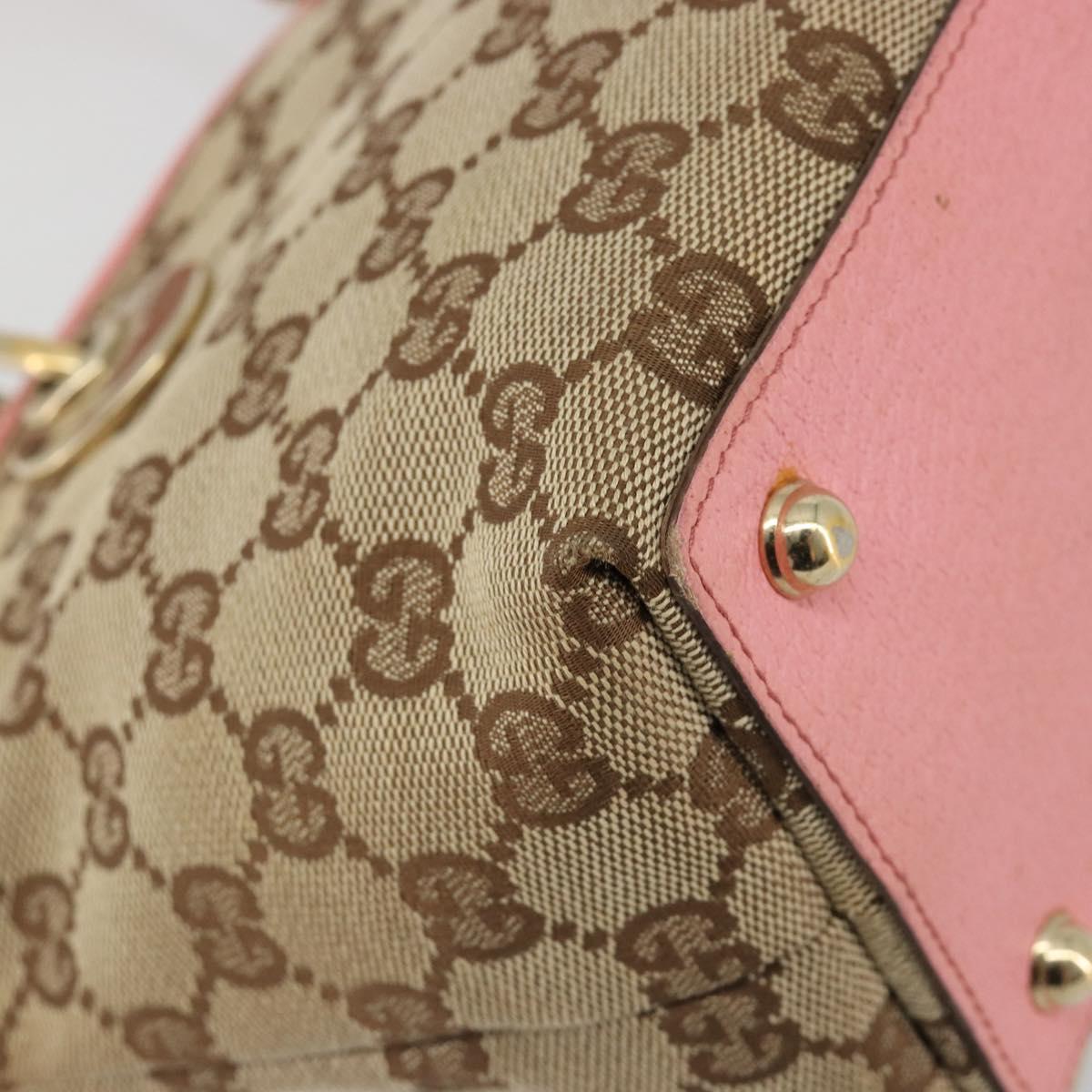 GUCCI GG Canvas Hand Bag Pink Gold 120844 Auth 185253