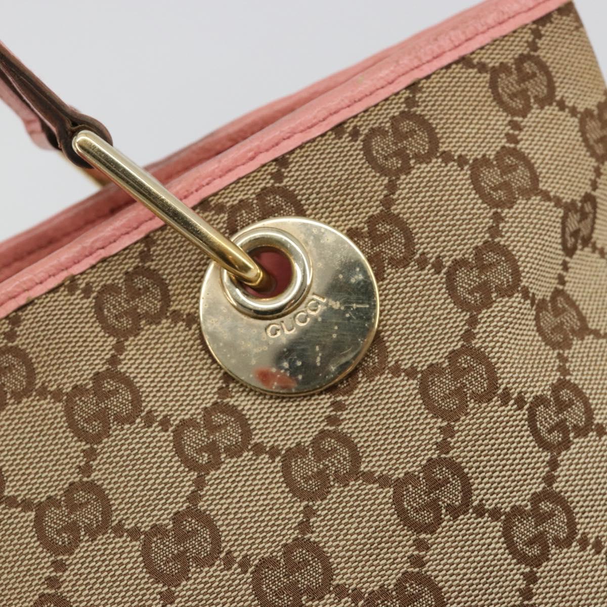 GUCCI GG Canvas Hand Bag Pink Gold 120844 Auth 185253