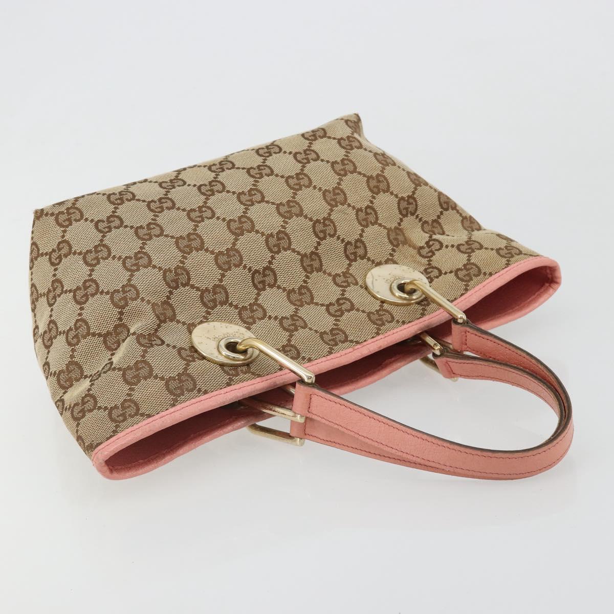 GUCCI GG Canvas Hand Bag Pink Gold 120844 Auth 185253