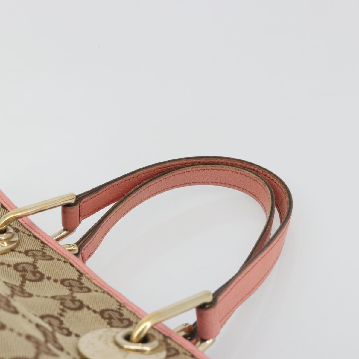 GUCCI GG Canvas Hand Bag Pink Gold 120844 Auth 185253