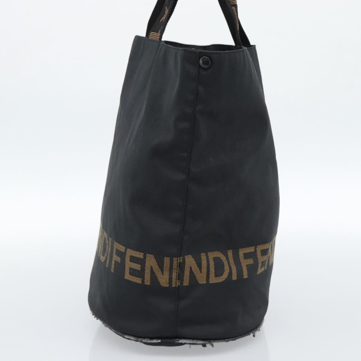 FENDI Tote Bag Canvas Black Gold Auth 185254