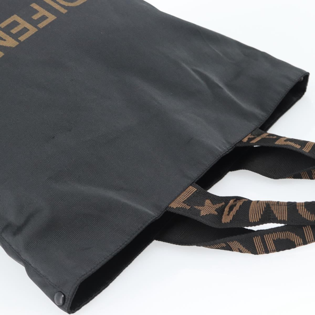 FENDI Tote Bag Canvas Black Gold Auth 185254
