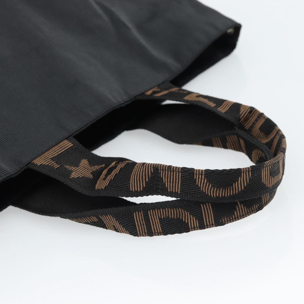 FENDI Tote Bag Canvas Black Gold Auth 185254