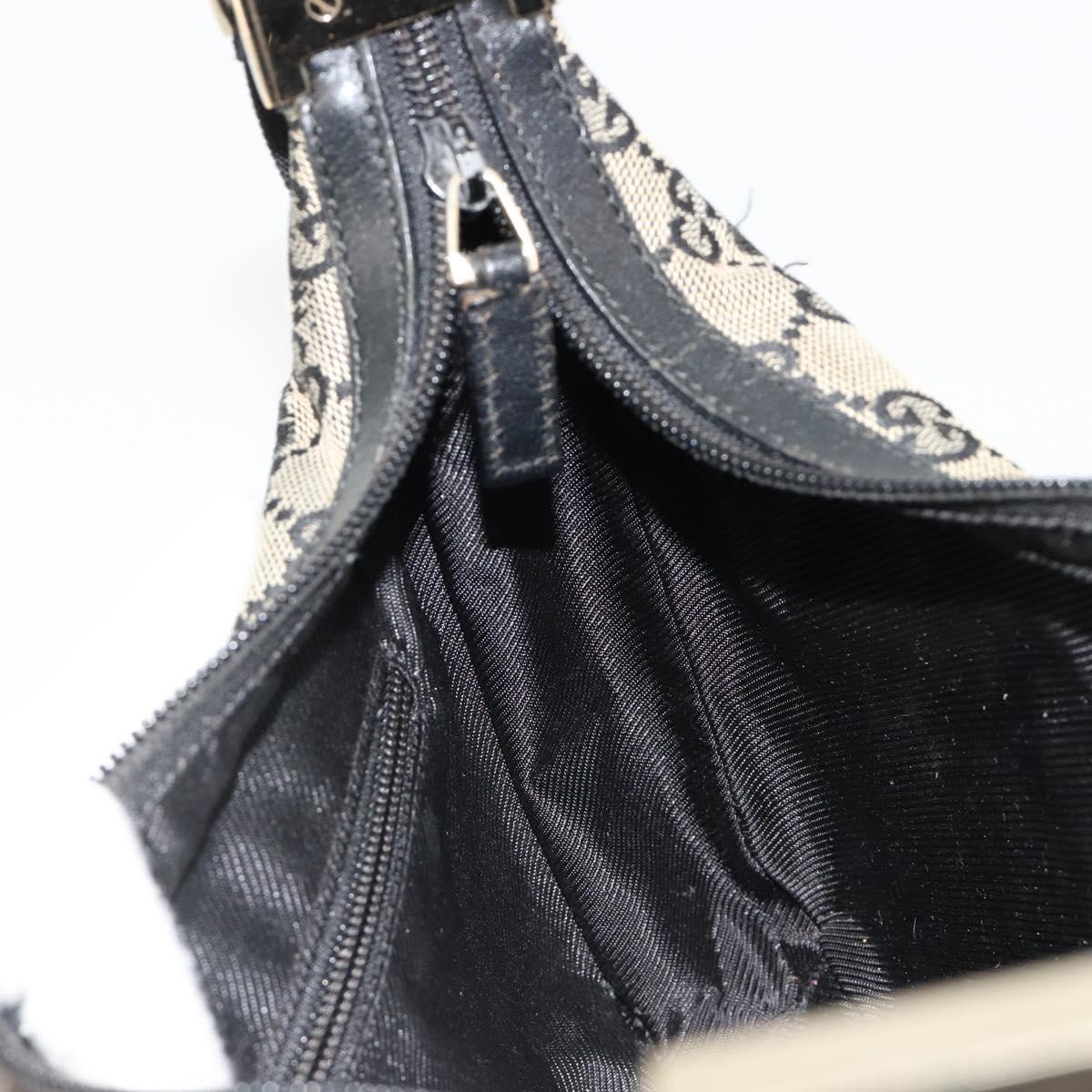 GUCCI GG Canvas Shoulder Bag Black Gold 019 0433 Auth 185255