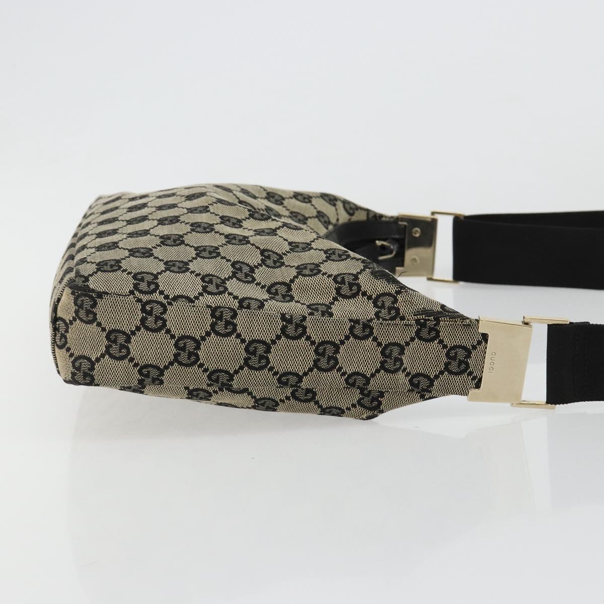GUCCI GG Canvas Shoulder Bag Black Gold 019 0433 Auth 185255