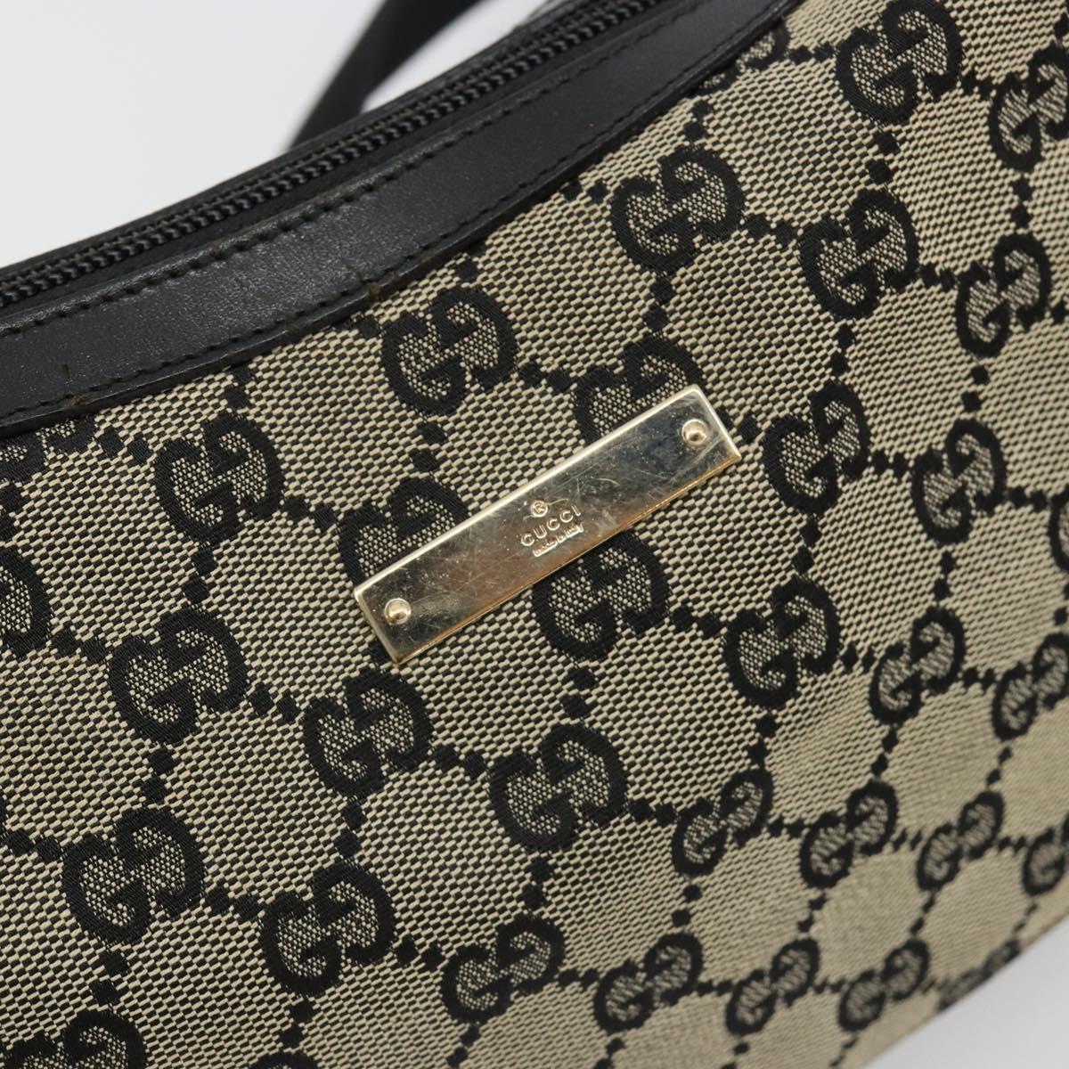 GUCCI GG Canvas Shoulder Bag Black Gold 019 0433 Auth 185255