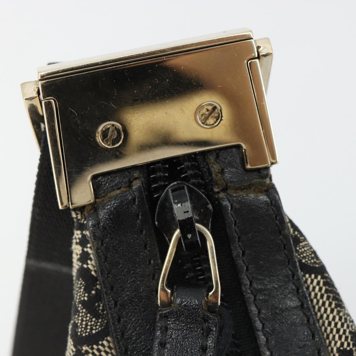 GUCCI GG Canvas Shoulder Bag Black Gold 019 0433 Auth 185255