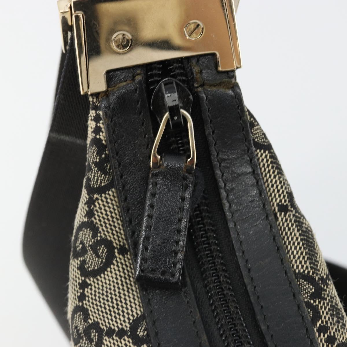 GUCCI GG Canvas Shoulder Bag Black Gold 019 0433 Auth 185255