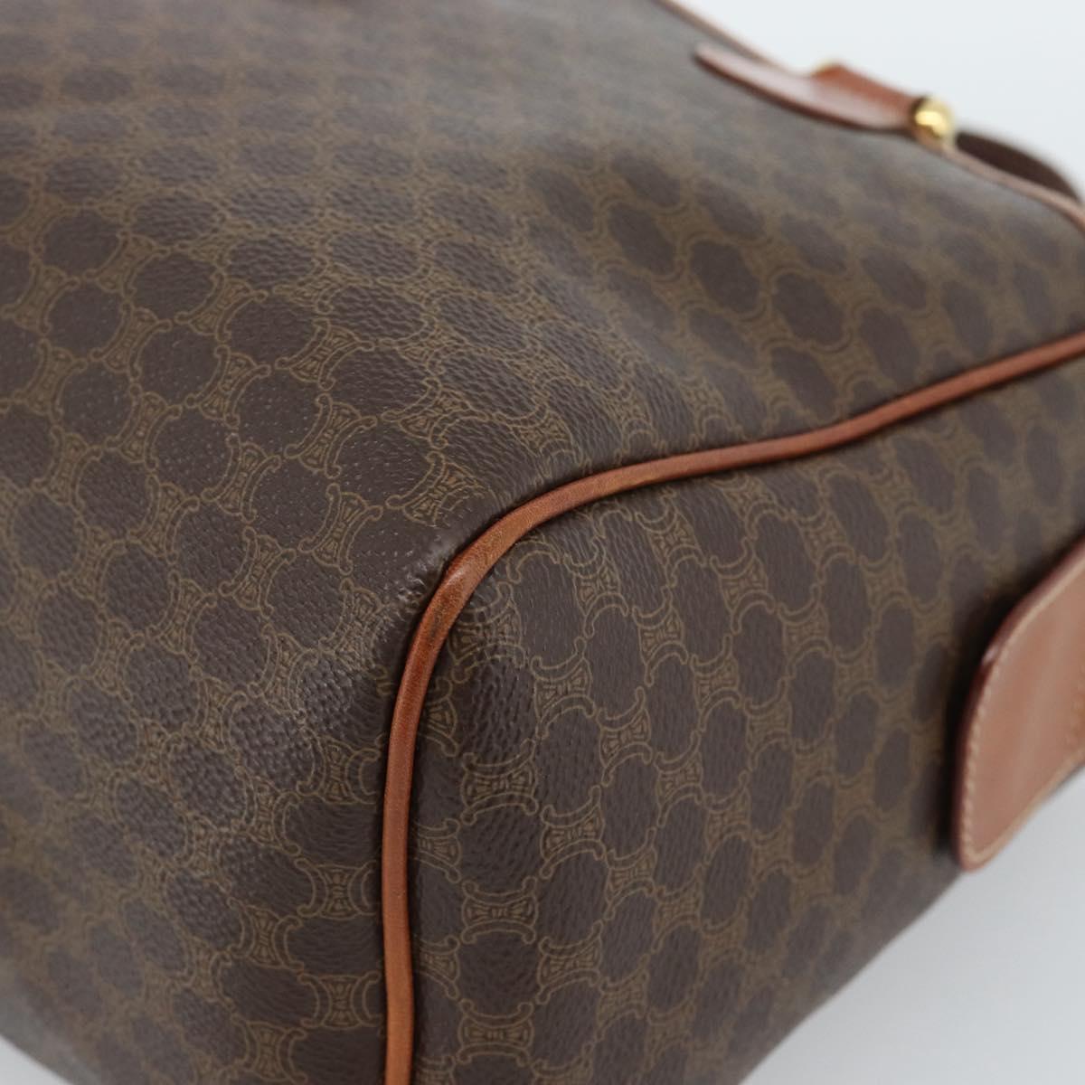 CELINE Macadam Canvas Hand Bag PVC Leather Brown Gold Auth 185260A
