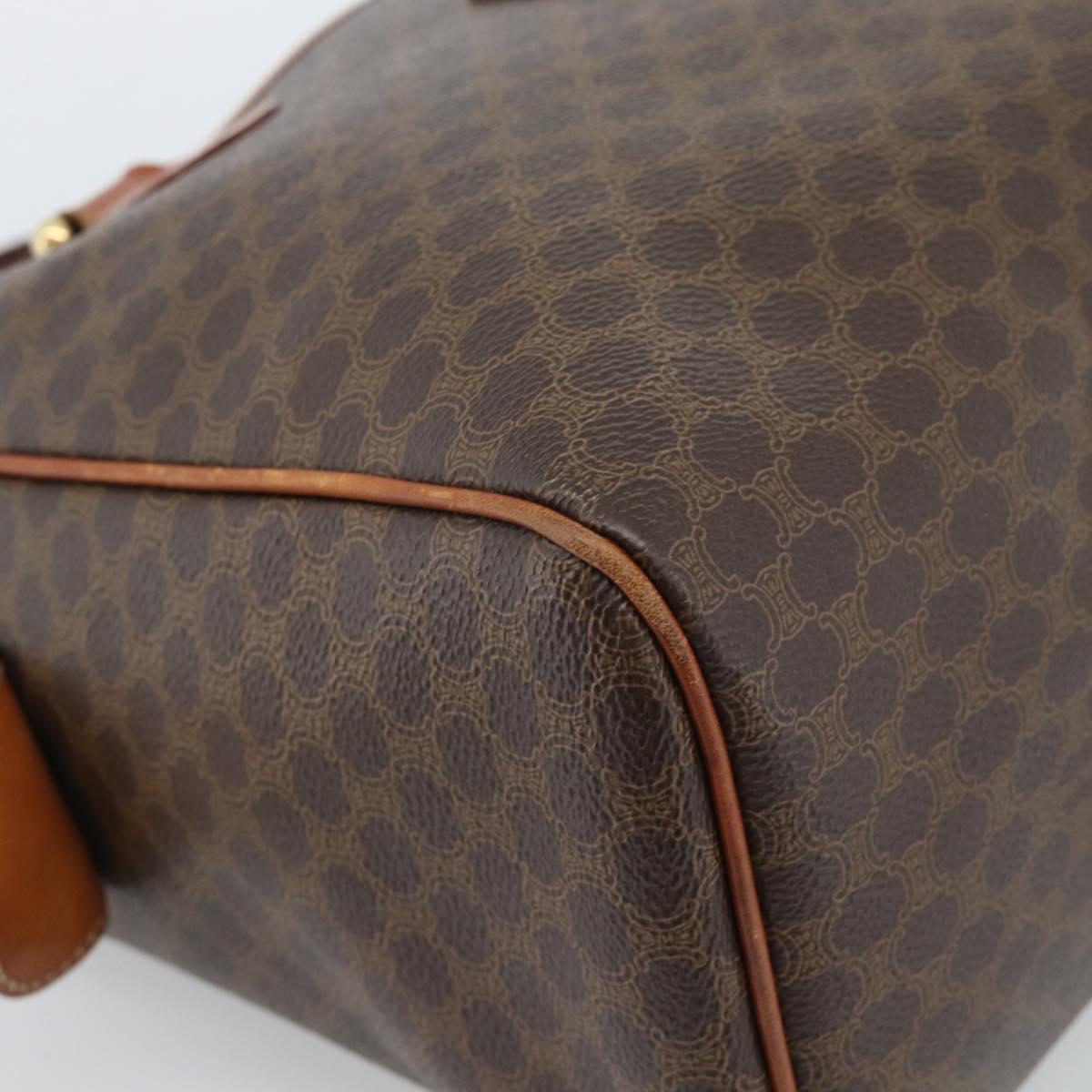 CELINE Macadam Canvas Hand Bag PVC Leather Brown Gold Auth 185260A