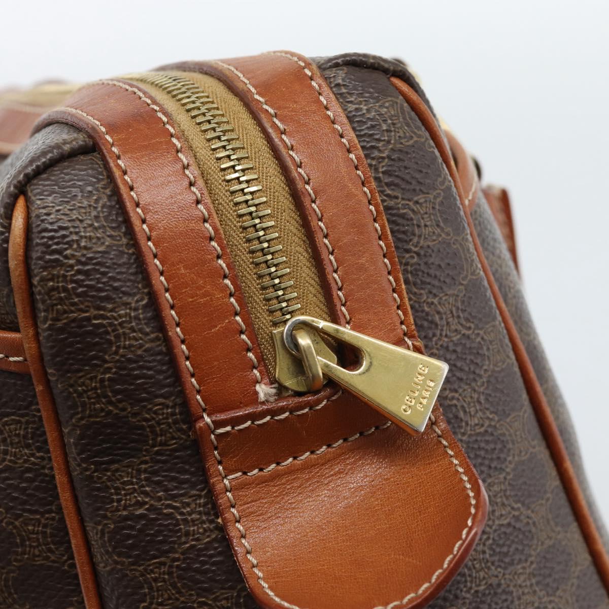 CELINE Macadam Canvas Hand Bag PVC Leather Brown Gold Auth 185260A