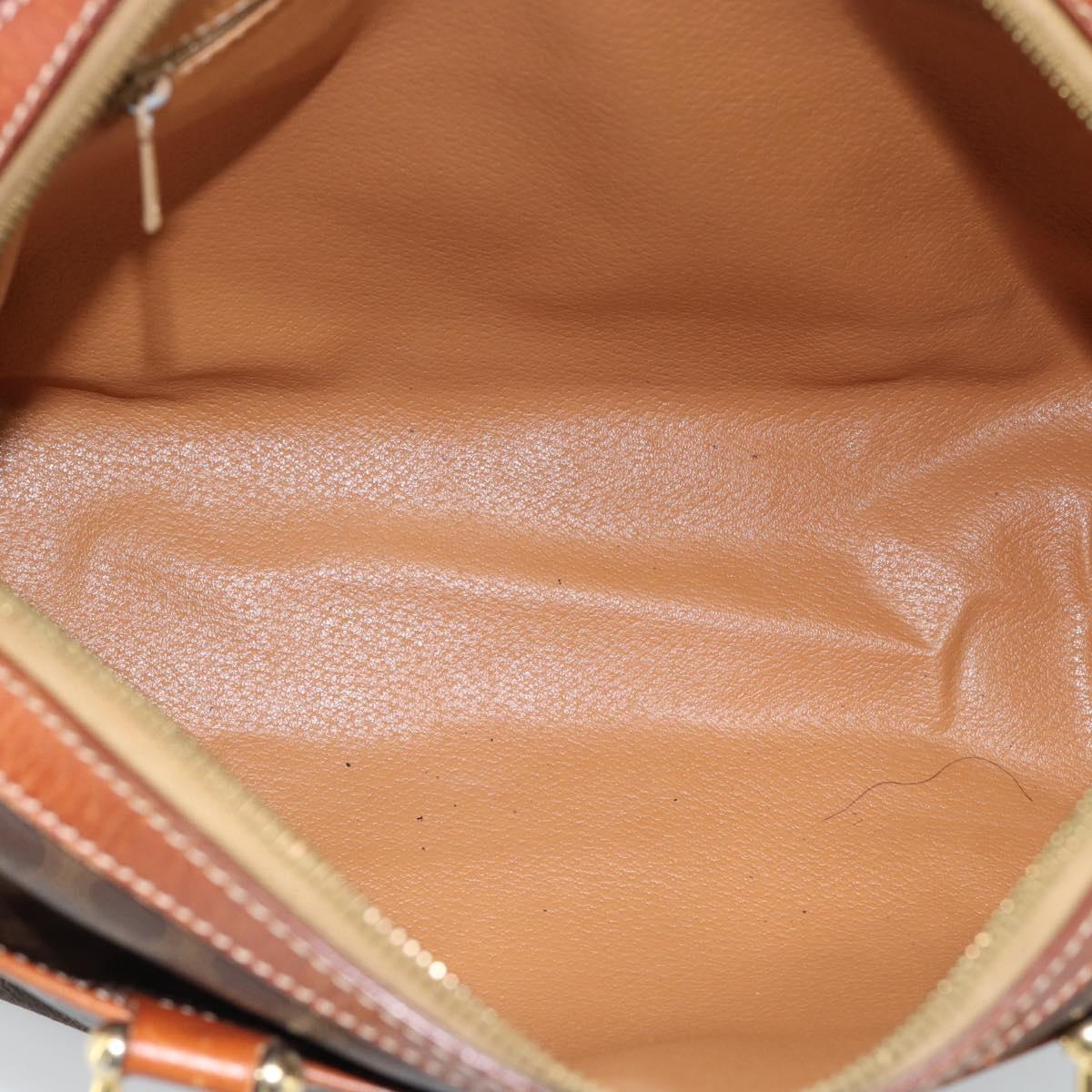 CELINE Macadam Canvas Hand Bag PVC Leather Brown Gold Auth 185260A