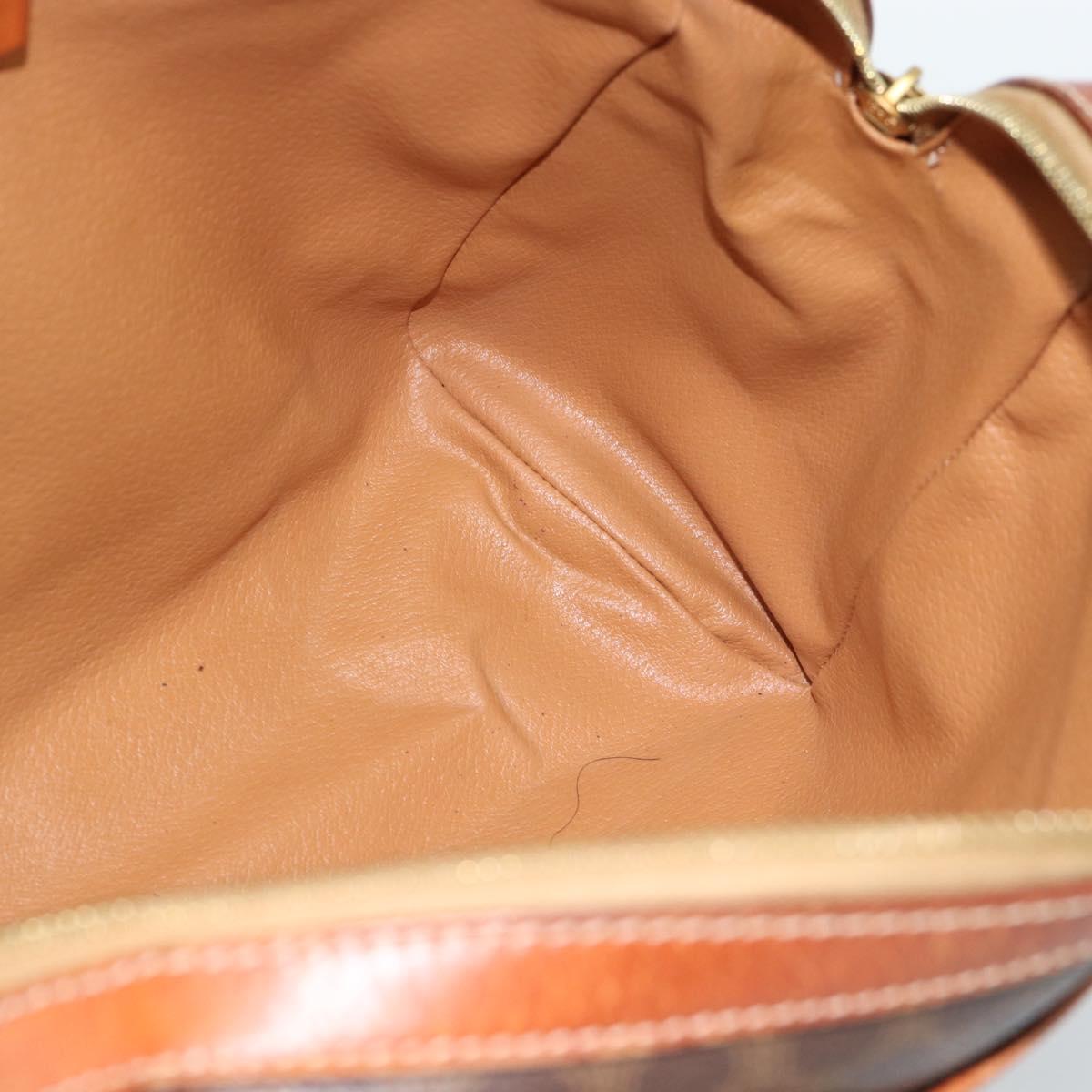 CELINE Macadam Canvas Hand Bag PVC Leather Brown Gold Auth 185260A