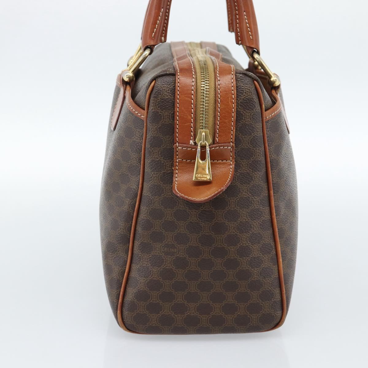 CELINE Macadam Canvas Hand Bag PVC Leather Brown Gold Auth 185260A