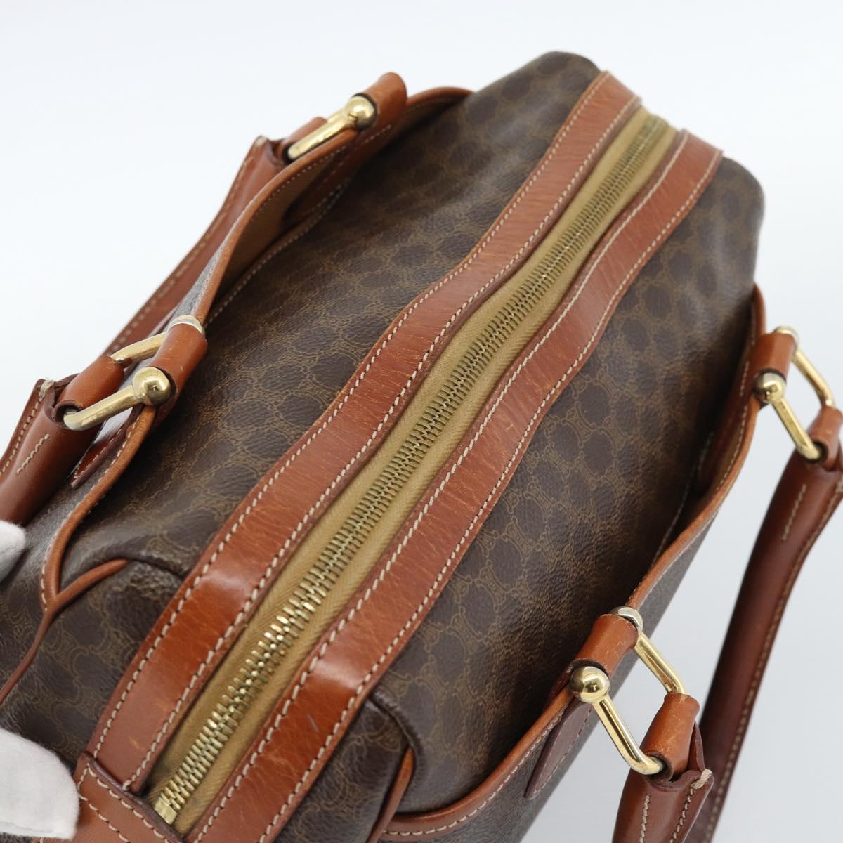 CELINE Macadam Canvas Hand Bag PVC Leather Brown Gold Auth 185260A